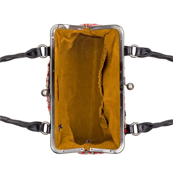 Patricia Nash Rora Frame Satchel, Tweed, Red Black New w/DustBag $229 (SOLD OUT) - Picture 4 of 11